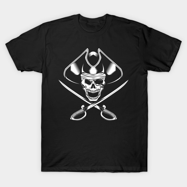 Pirate skull with sabers - Pirate T-Shirt by Modern Medieval Design